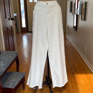 Wide Leg White Denim Pants